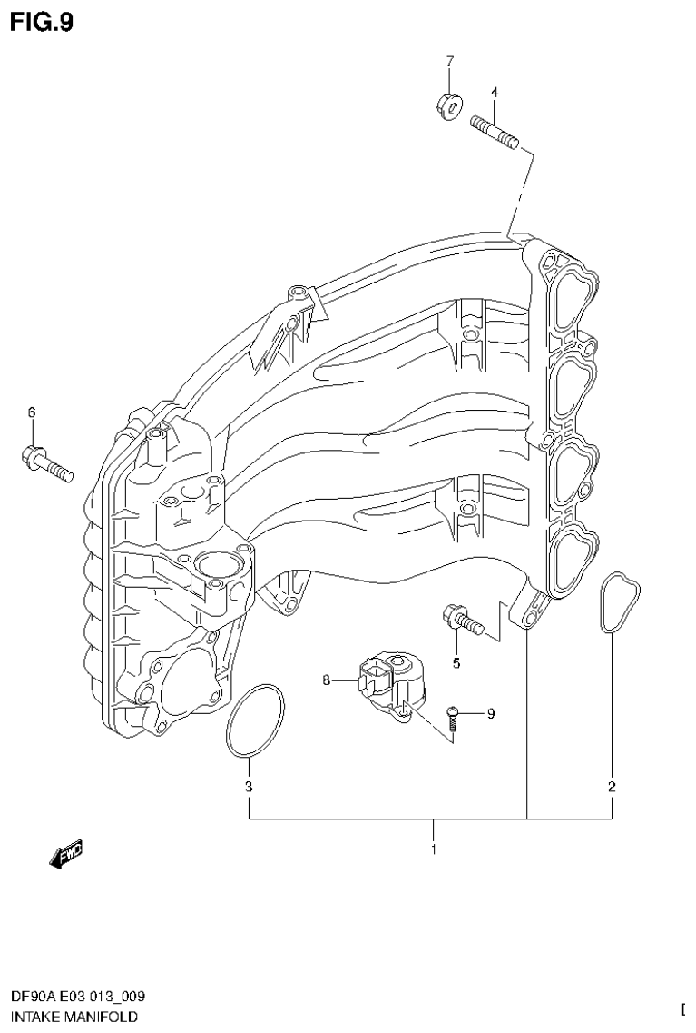 Suzuki DF80A, DF90A INTAKE MANIFOLD parts diagram